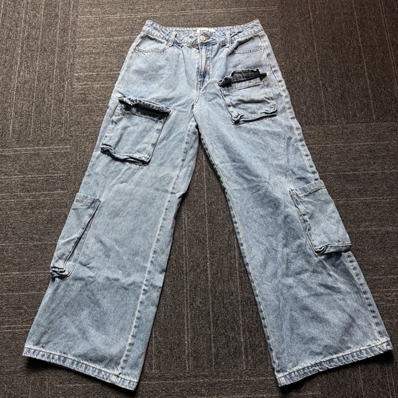 PacSun Denim - Women's RSQ Baggy Denim Cargo Jeans Light Wash Size 27x28